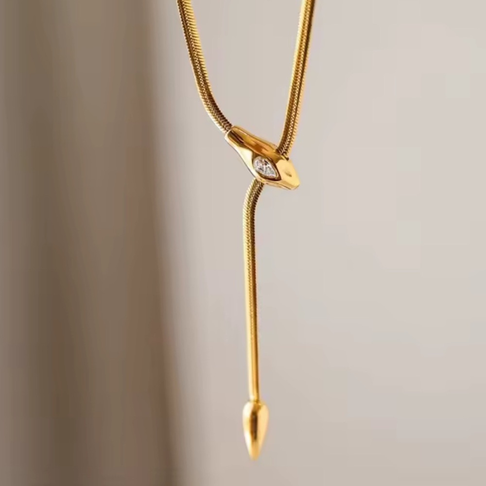 Gold Crystal Snake Loop Choker Necklace Brand New - Picture 2 of 4